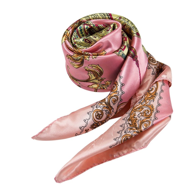 Grand carré de Soie Pink Cream Zoé Rose 100% Soie 90x90cm