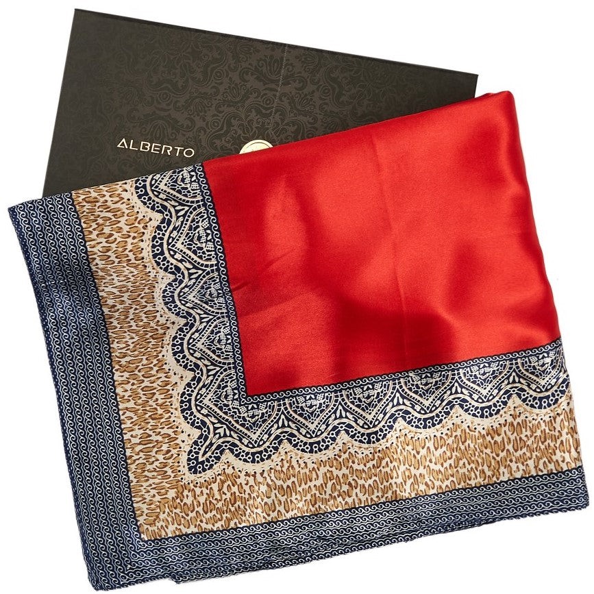 Grand carré de Soie Red Plain Zoé Rouge 100% Soie 90x90cm