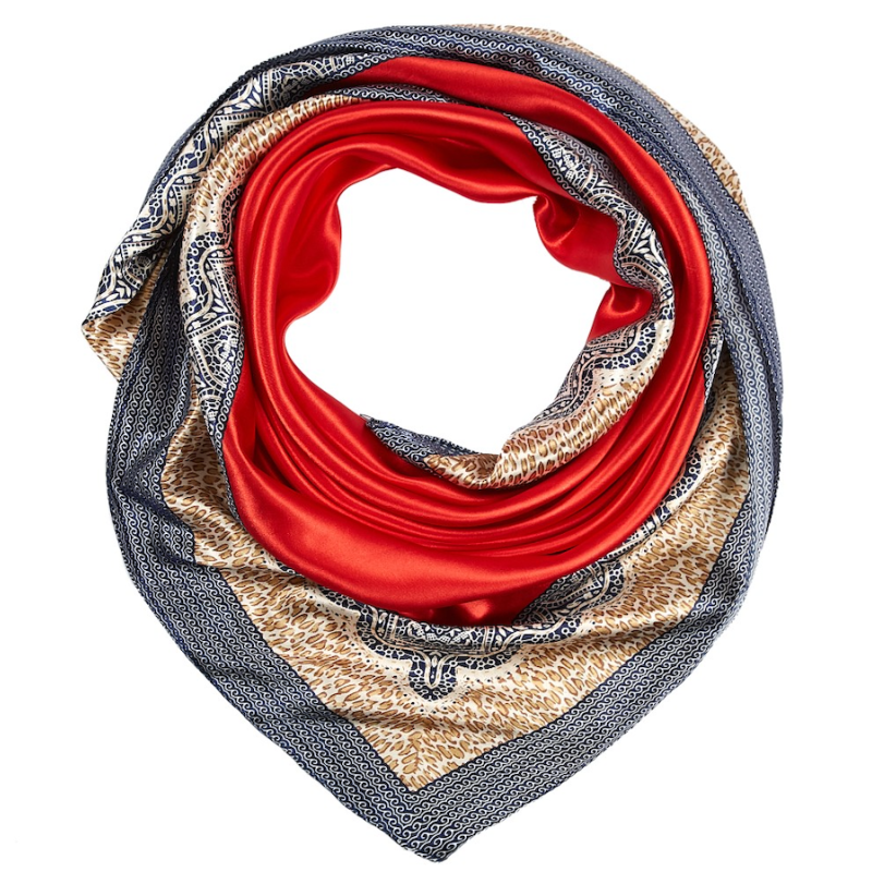 Grand carré de Soie Red Plain Zoé Rouge 100% Soie 90x90cm