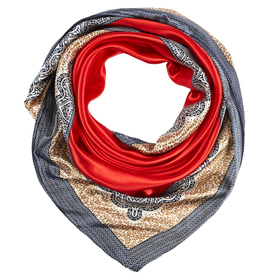 Grand carré de Soie Red Plain Zoé Rouge 100% Soie 90x90cm