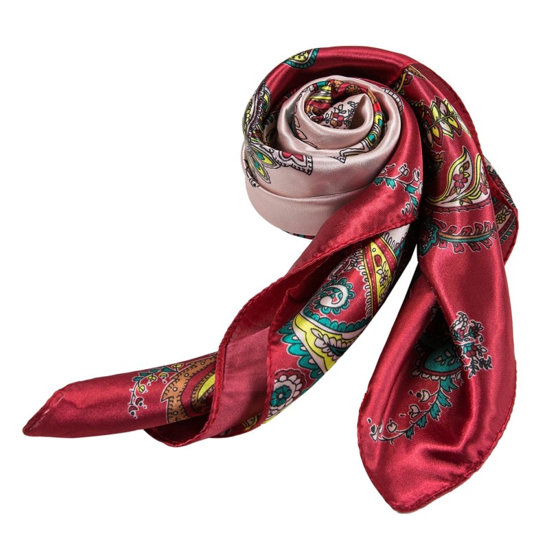 Grand carré de Soie Red Zoé Rose 100% Soie 90x90cm