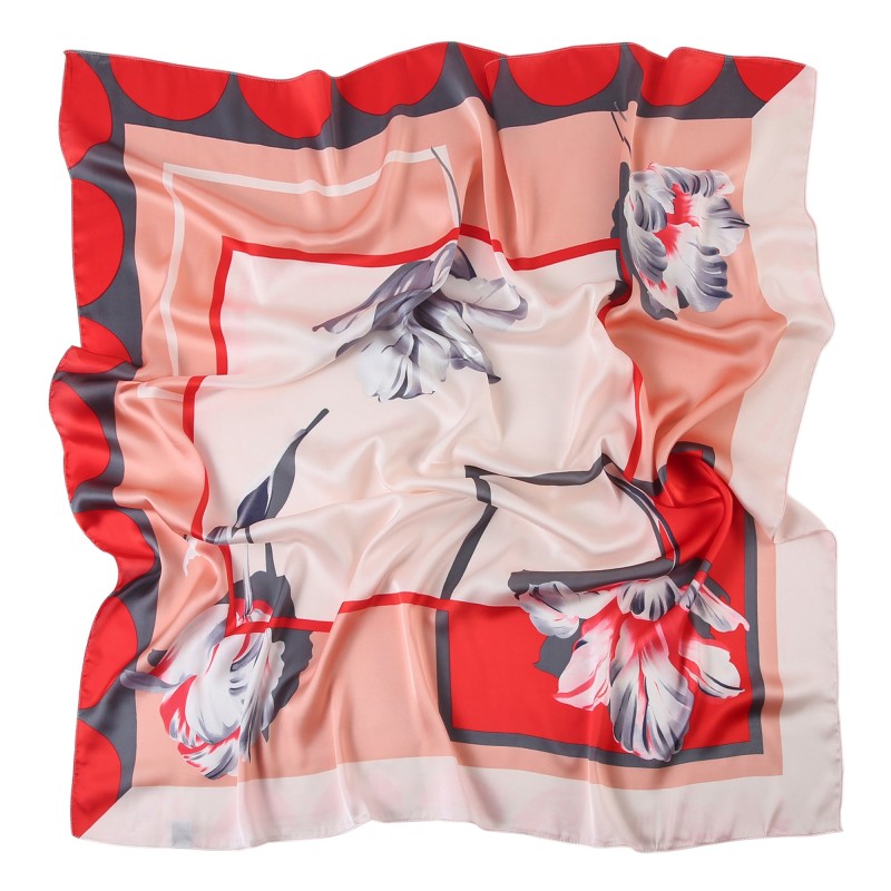 Grand carré de Soie Springflower Zoé Rouge 100% Soie 90x90cm