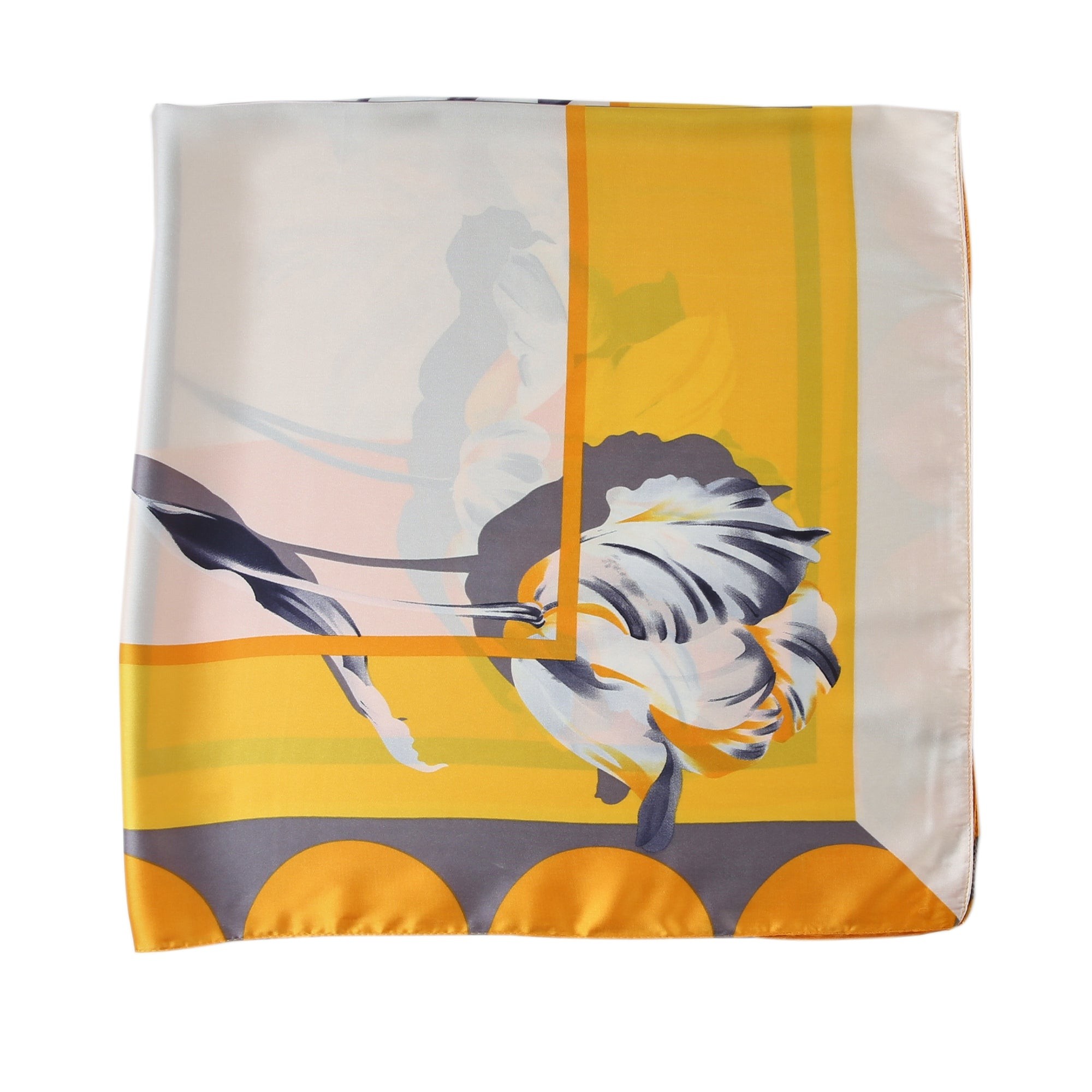 Grand carré de Soie Springflower Zoé Jaune 100% Soie 90x90cm