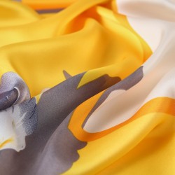Grand carré de Soie Springflower Zoé Jaune 100% Soie 90x90cm