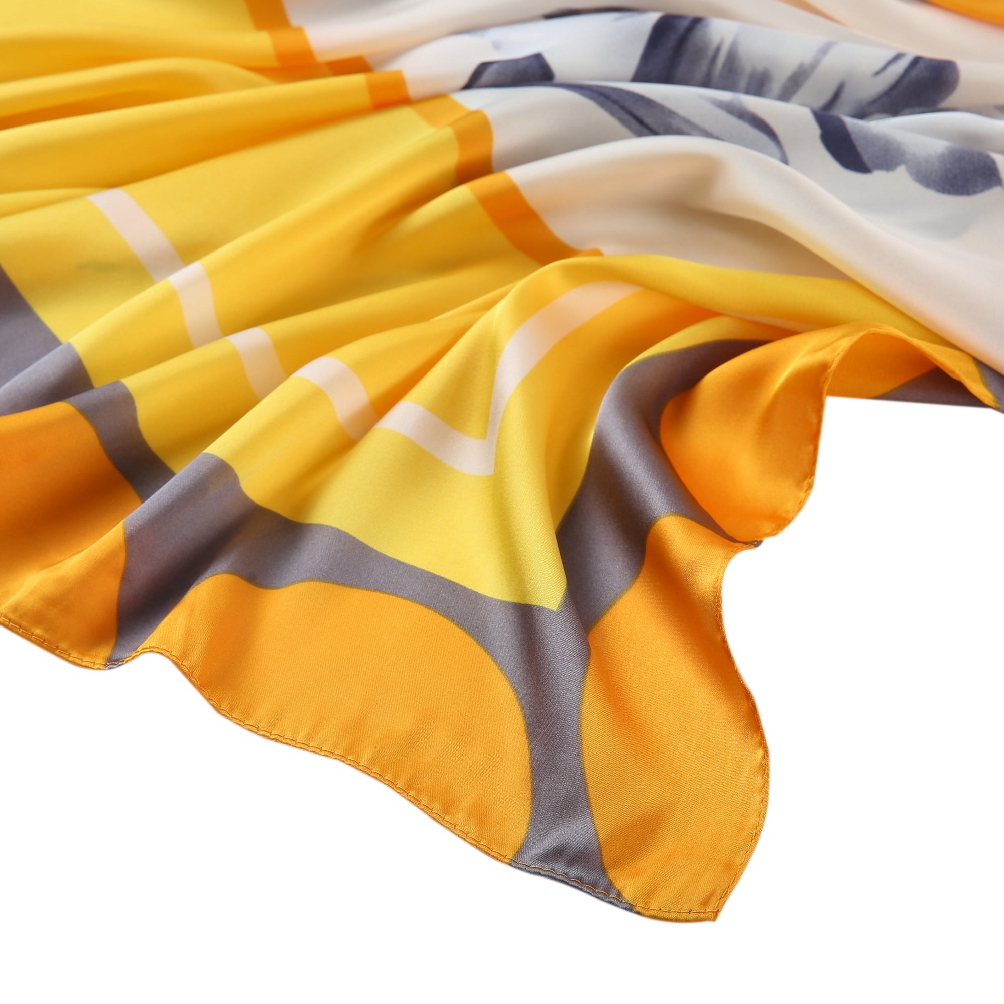 Grand carré de Soie Springflower Zoé Jaune 100% Soie 90x90cm