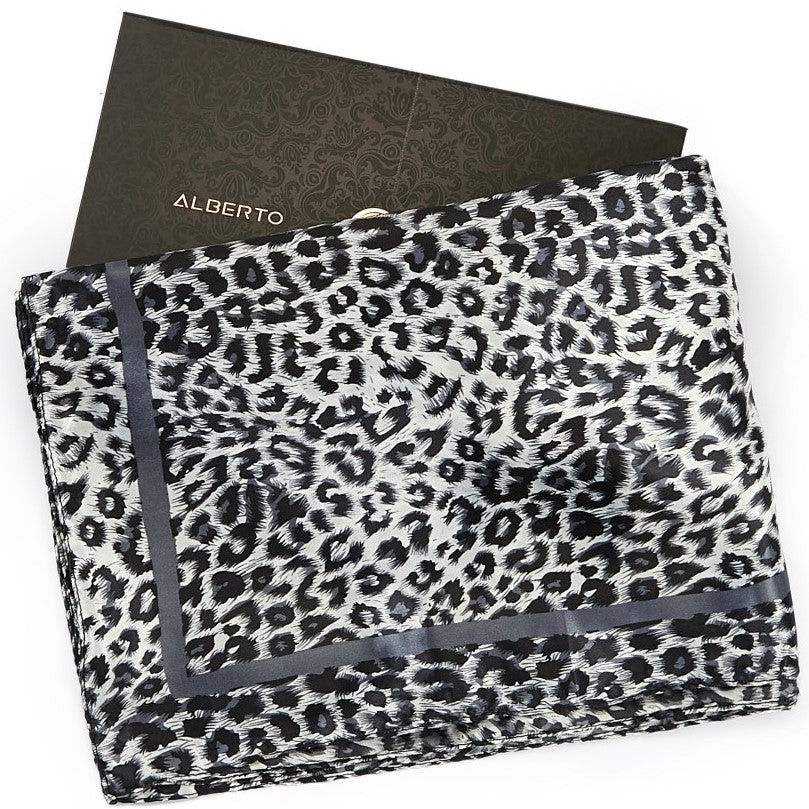 Grand carré de Soie White Panther Zoé Gris 100% Soie 90x90cm