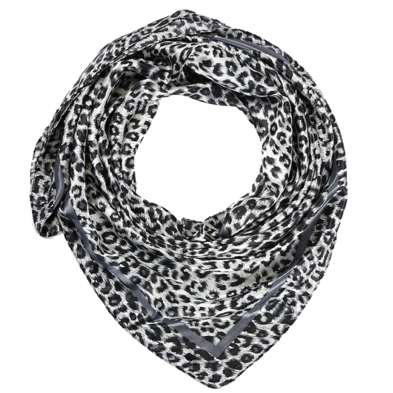 Grand carré de Soie White Panther Zoé Gris 100% Soie 90x90cm