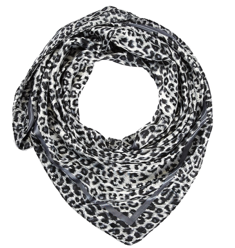 Grand carré de Soie White Panther Zoé Gris 100% Soie 90x90cm