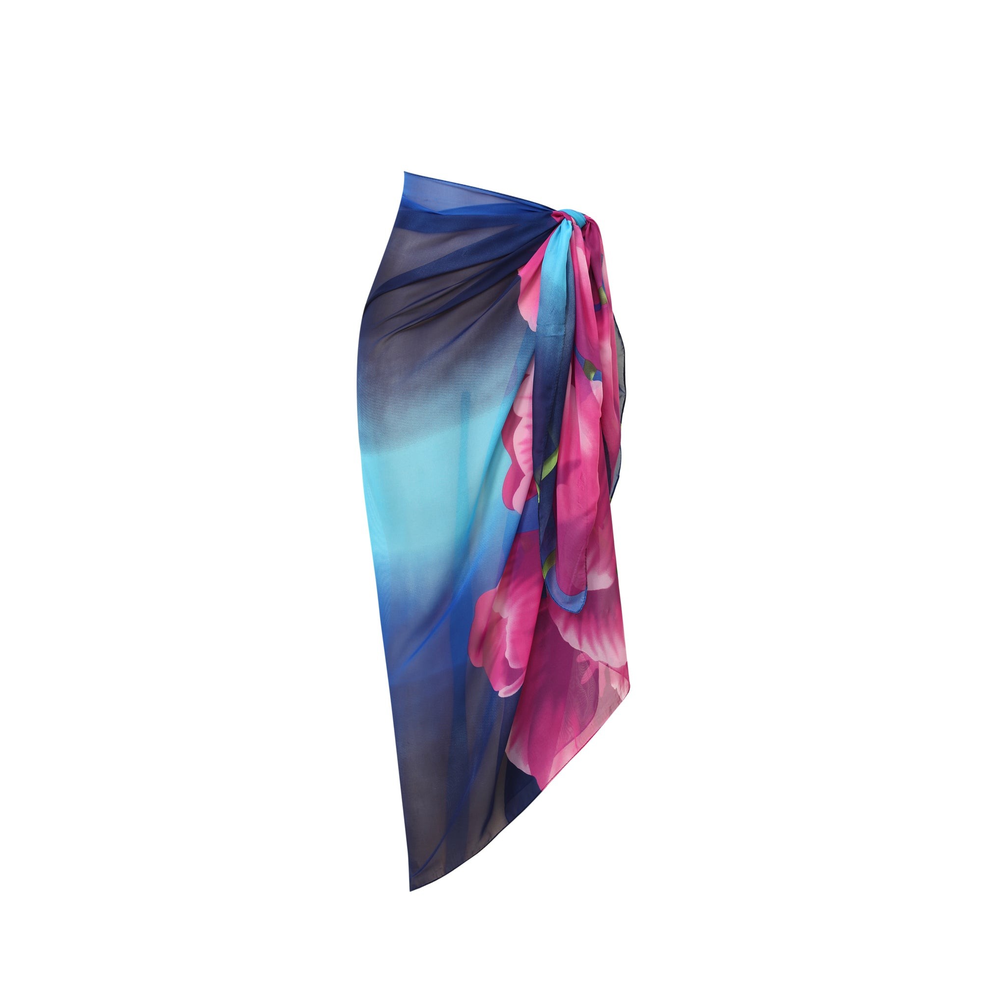 Paréo de plage FABIOLA Bleu 100% Soie 180 x 135cm