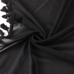 Paréo de plage FRINGES Noir Coton bio 146 cm x 57 cm
