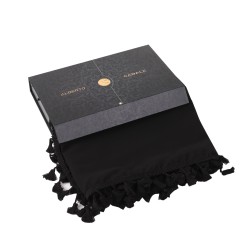 Paréo de plage FRINGES Noir Coton bio 146 cm x 57 cm