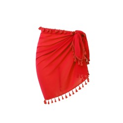 Paréo de plage FRINGES Rouge