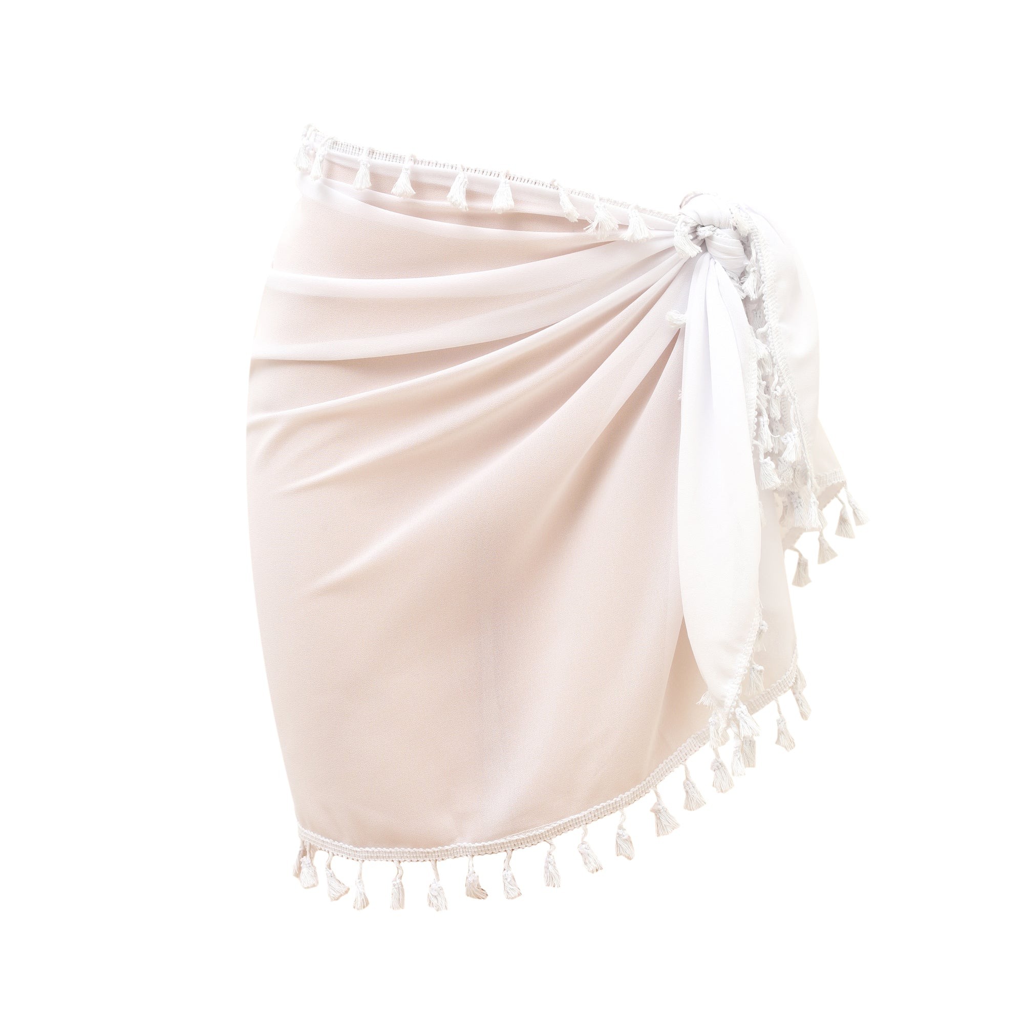 Paréo de plage FRINGES Blanc Coton bio 146 cm x 57 cm