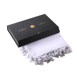 Paréo de plage FRINGES Blanc Coton bio 146 cm x 57 cm