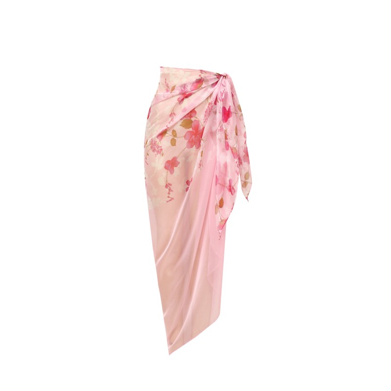 Paréo de plage NATALIA Rose 100% Soie 180 x 135cm