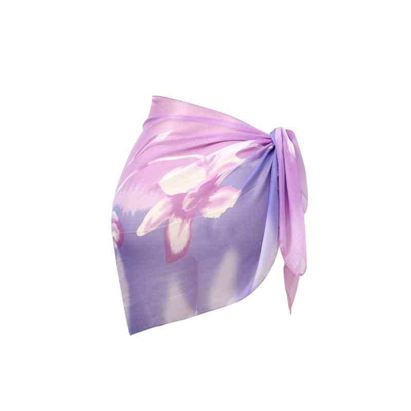 Paréo de plage SANDRA Violet 100% Soie 150 cm x 50 cm