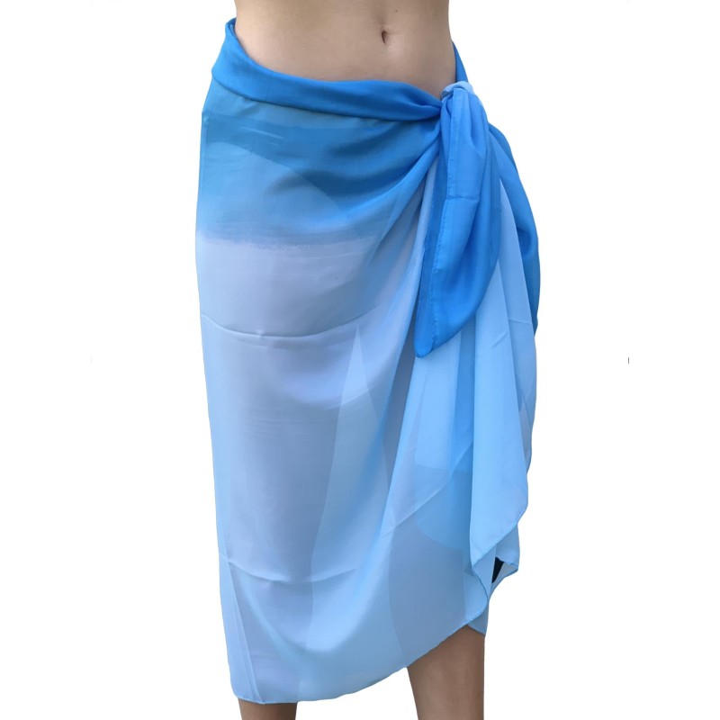 Paréo de Soie Blue Marina Bleu 100% Soie 200x140cm