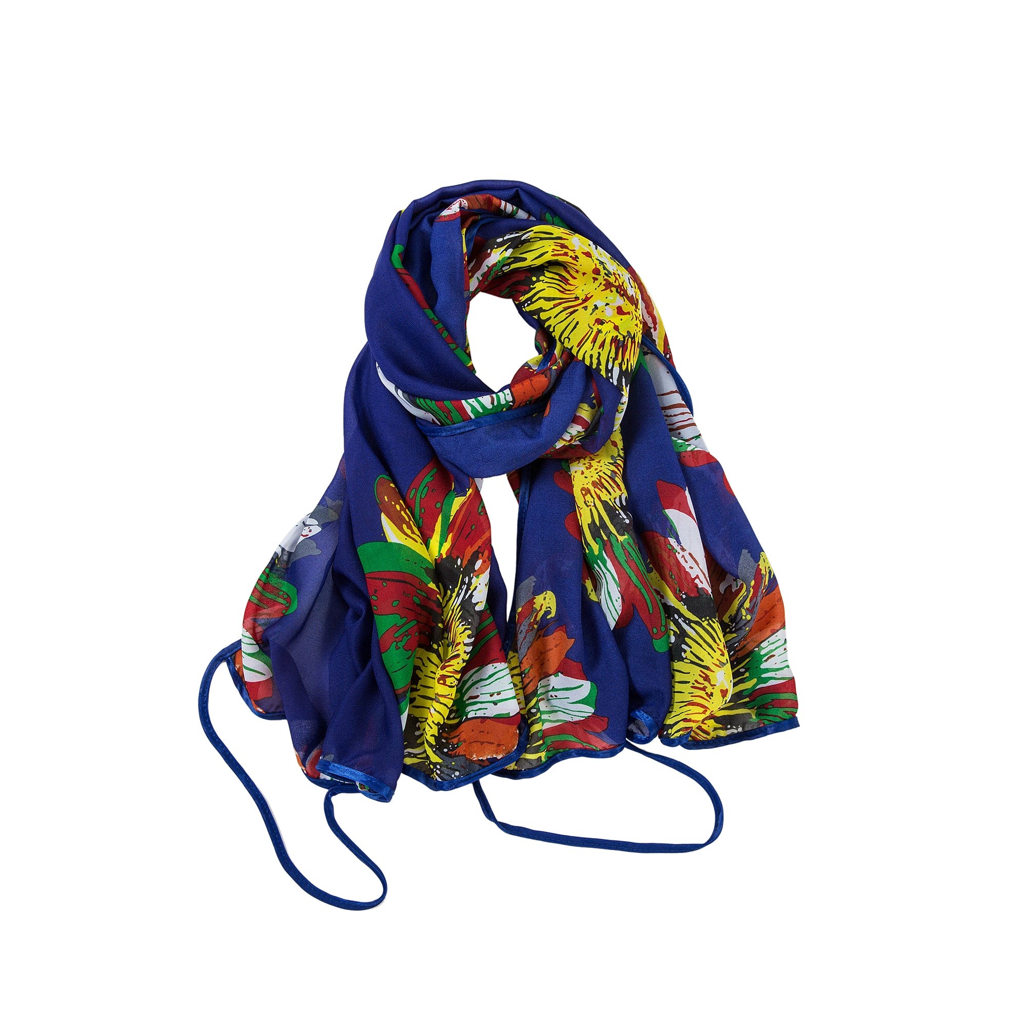 Paréo de Soie Flora Blue Marina 100% Soie 200x140cm