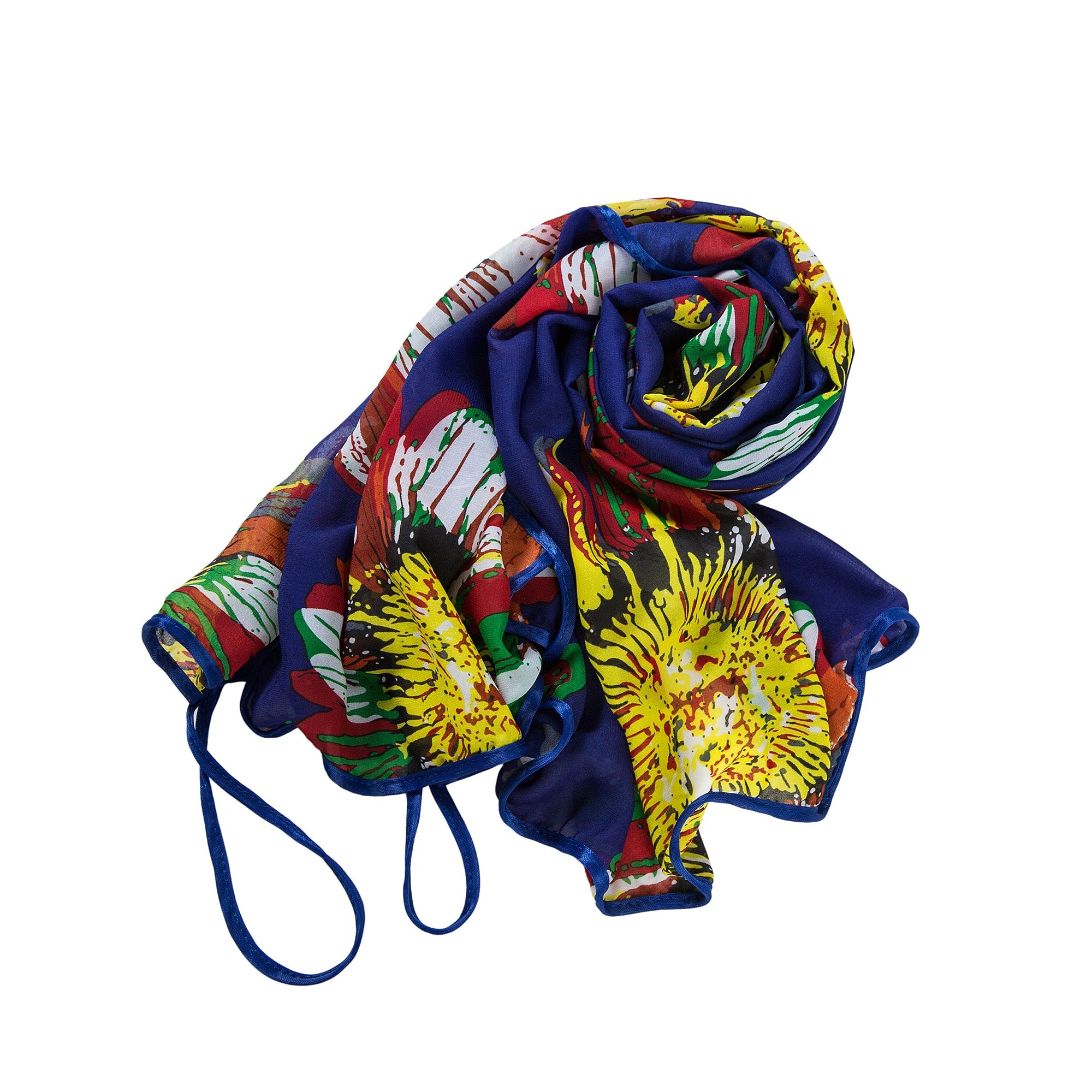 Paréo de Soie Flora Blue Marina 100% Soie 200x140cm