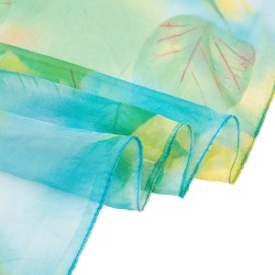 Paréo de Soie Green Flora 100% Soie 200x140cm