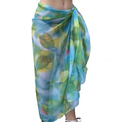 Paréo de Soie Green Flora 100% Soie 200x140cm