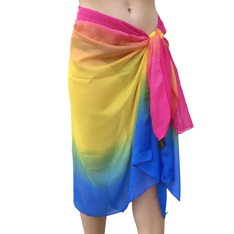 Paréo de Soie Multicolor Marina Multi-couleur 100% Soie 200x140cm