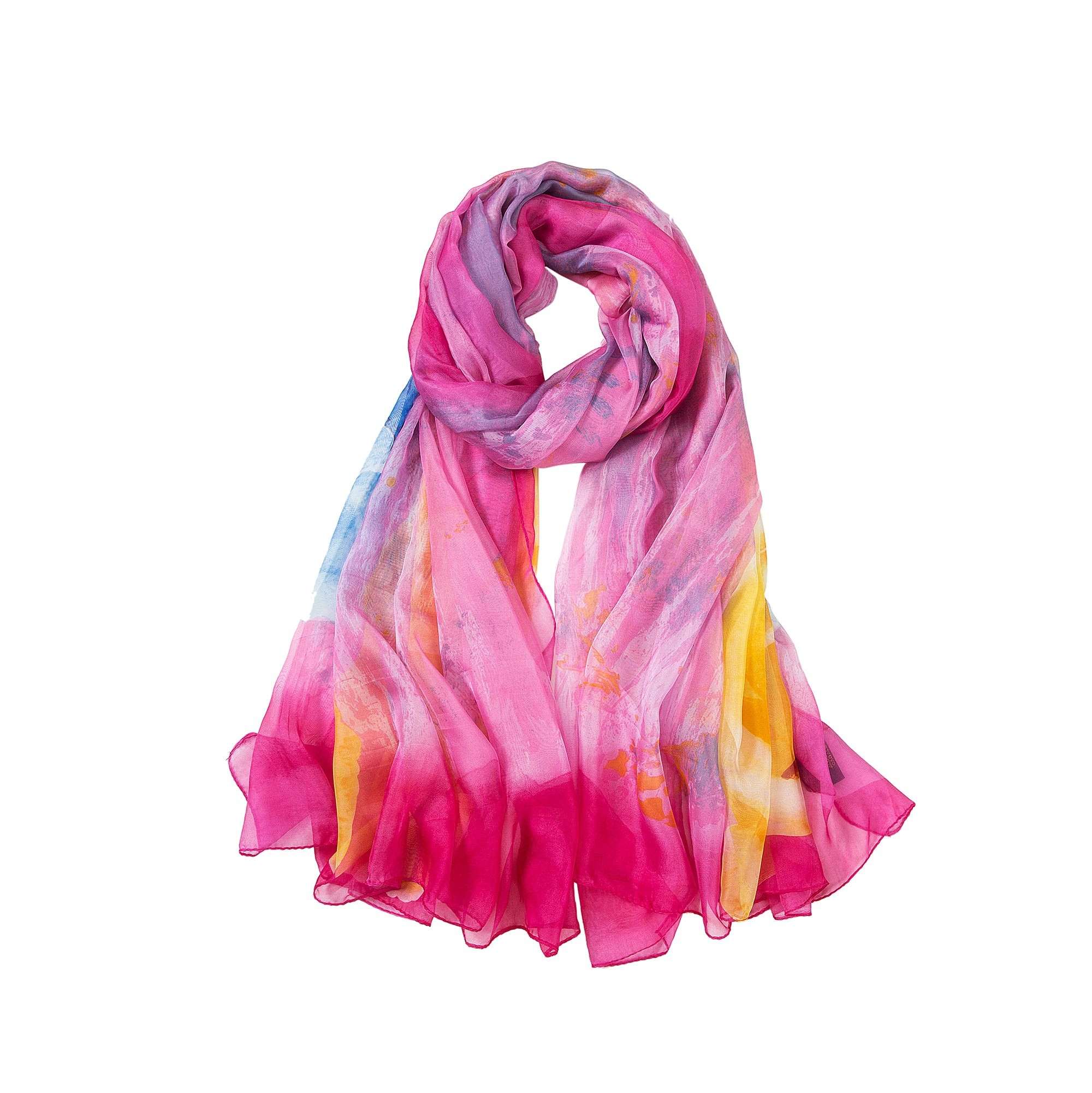 Paréo de Soie Pink Flora 100% Soie 200x140cm