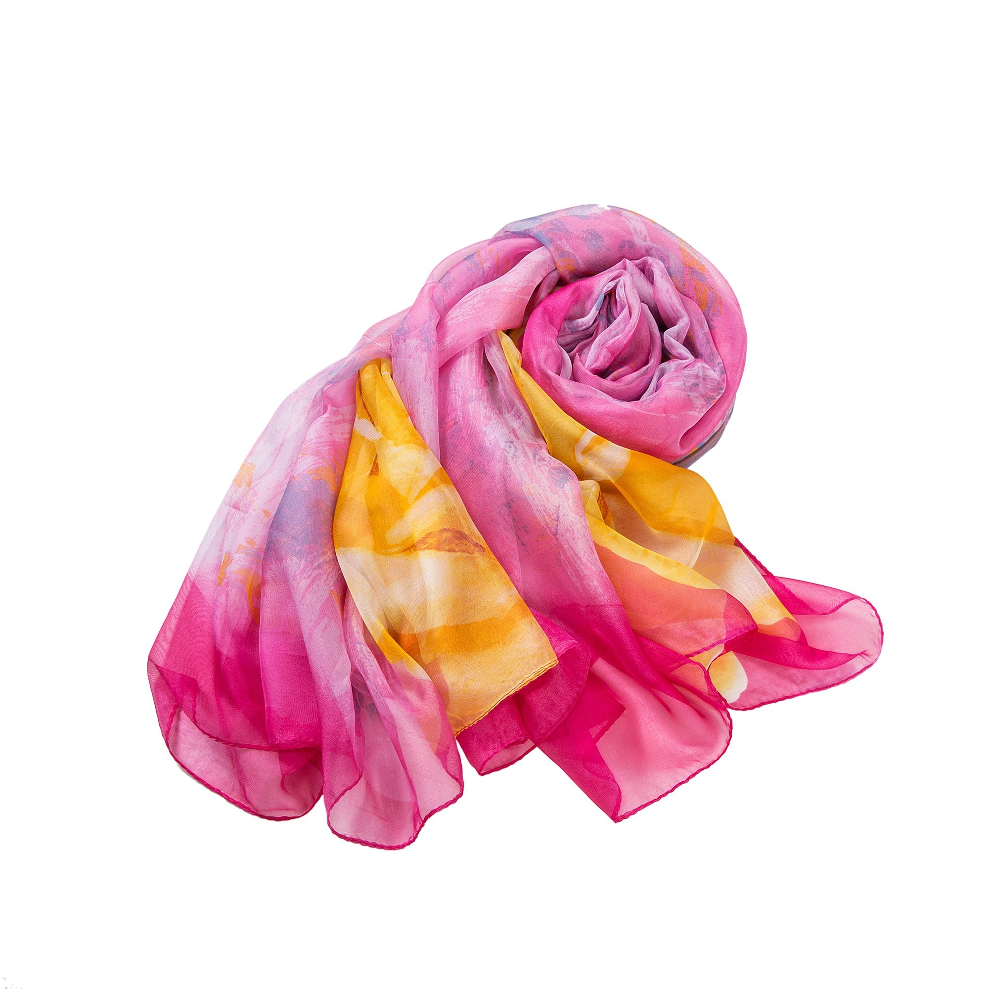 Paréo de Soie Pink Flora 100% Soie 200x140cm