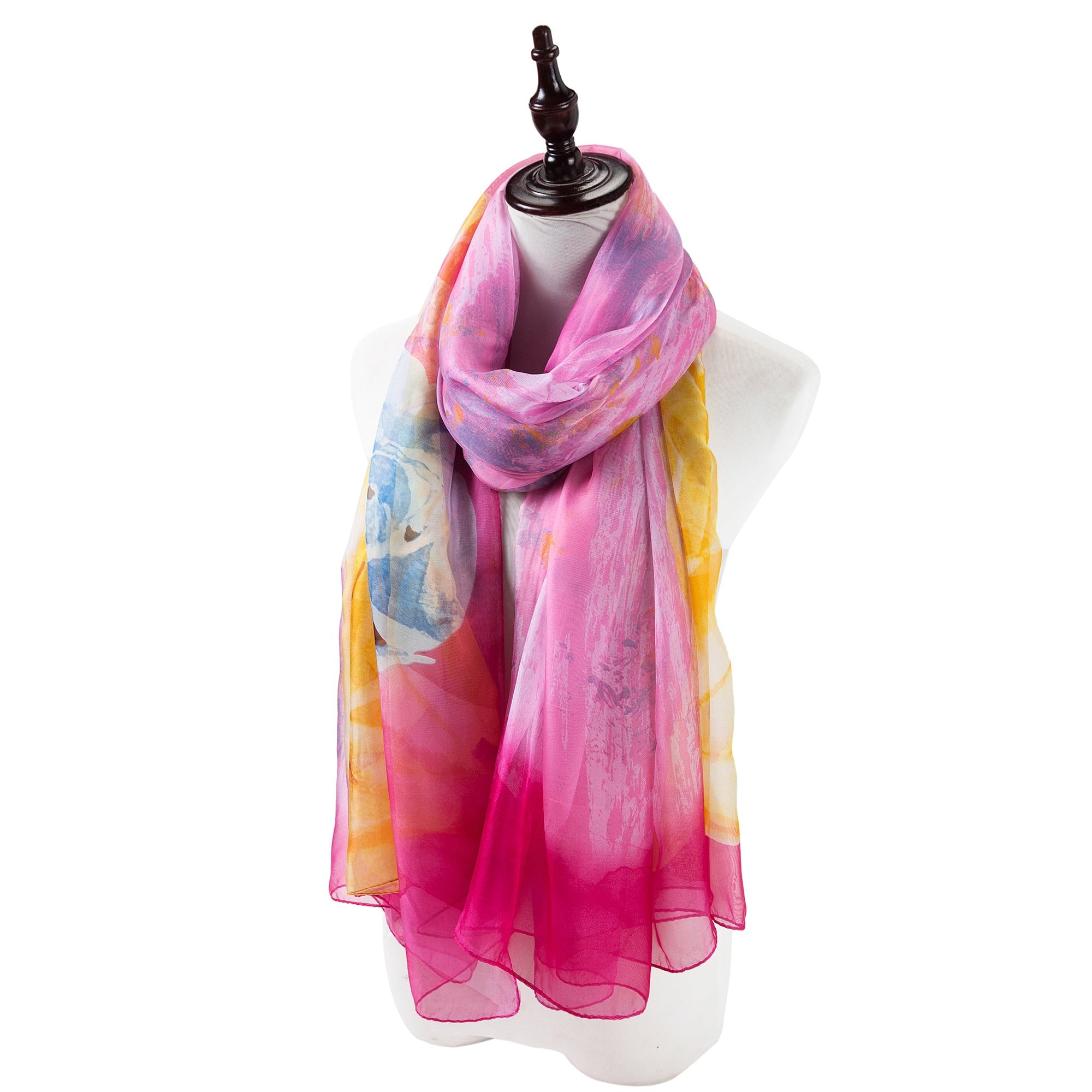 Paréo de Soie Pink Flora 100% Soie 200x140cm