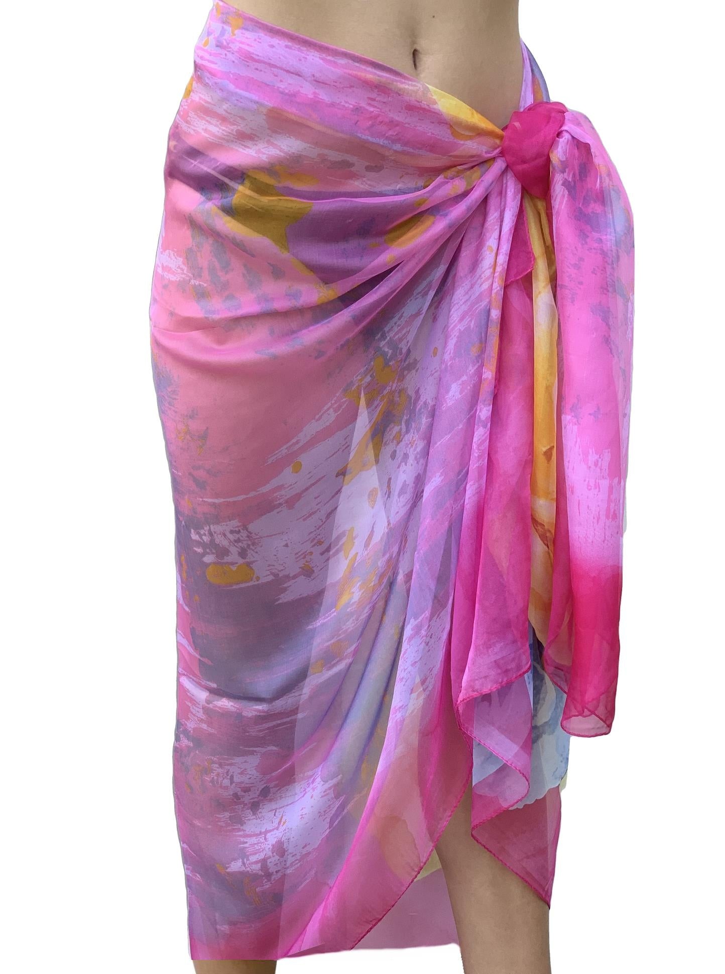 Paréo de Soie Pink Flora 100% Soie 200x140cm