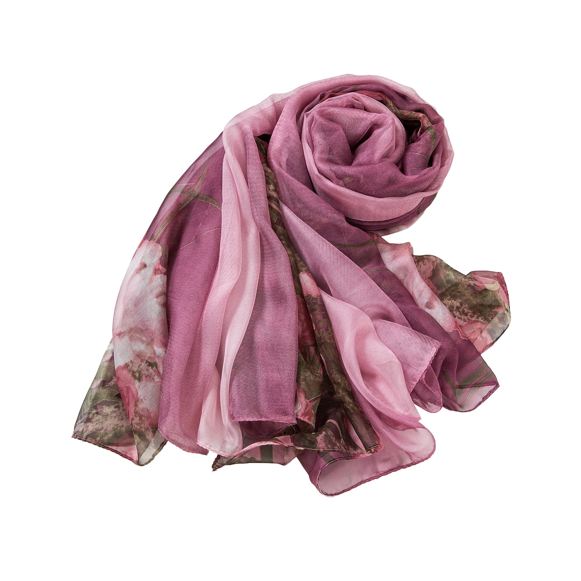 Paréo de Soie Prune Flora 100% Soie 200x140cm