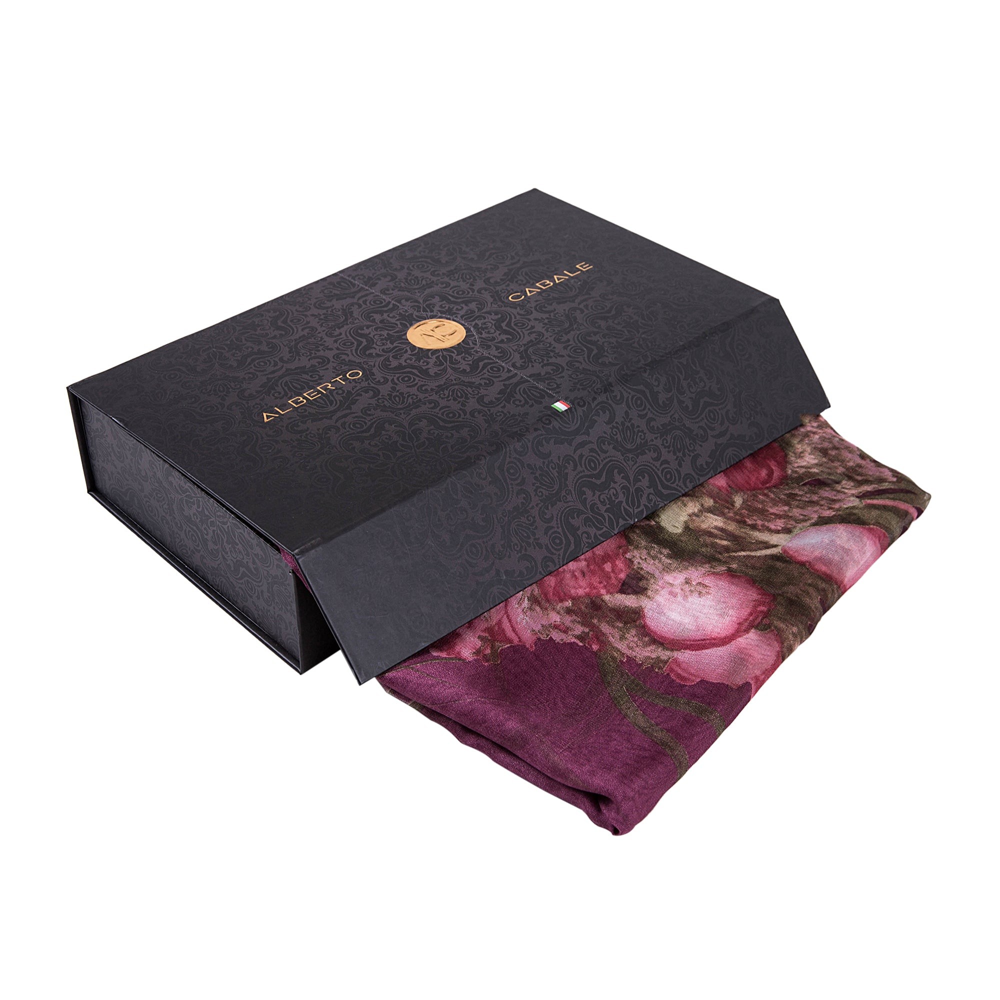 Paréo de Soie Prune Flora 100% Soie 200x140cm