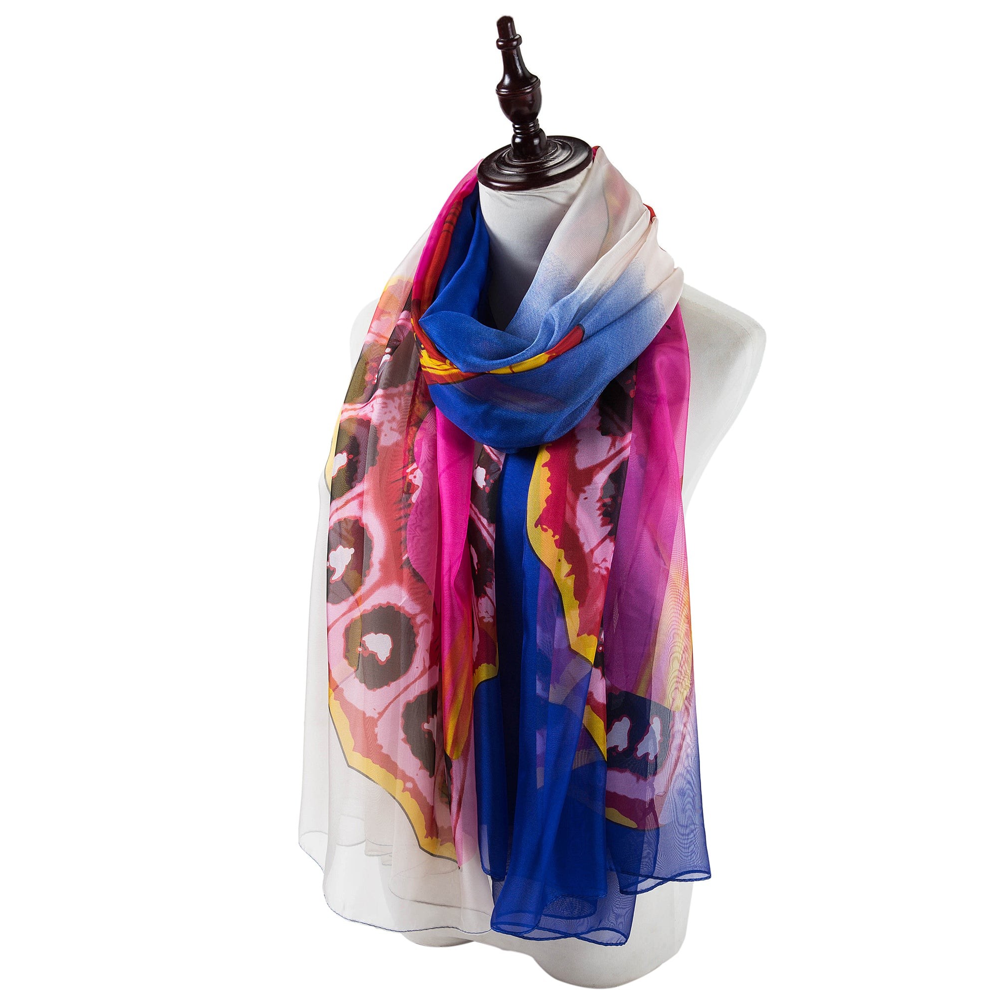 Paréo de Soie Purple Blue Flora Violet 100% Soie 200x140cm