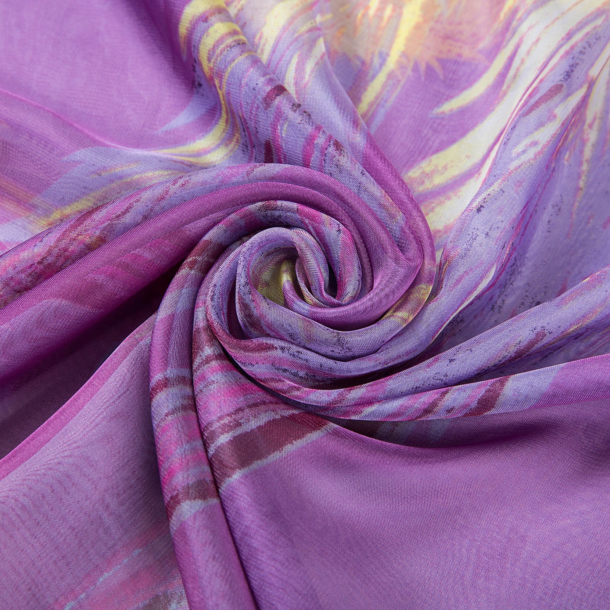 Paréo de Soie Purple Flora 100% Soie 200x140cm