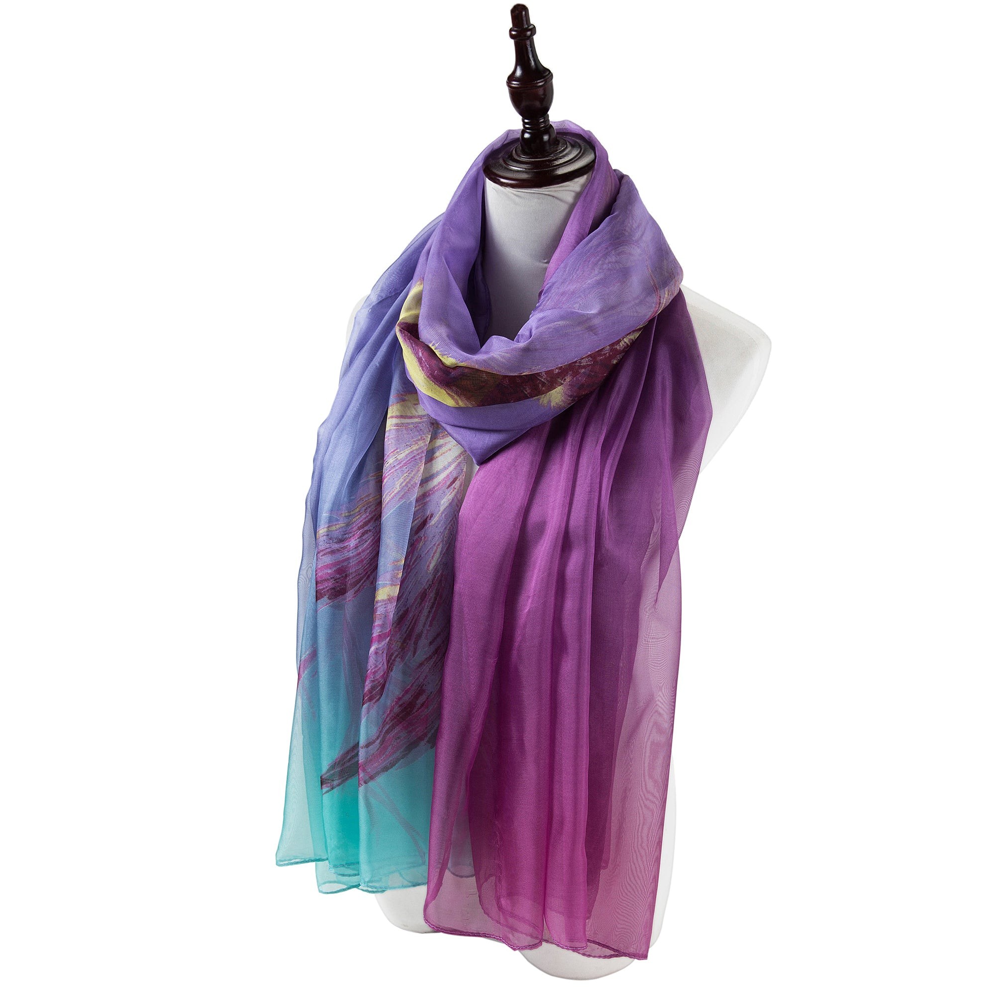 Paréo de Soie Purple Flora 100% Soie 200x140cm