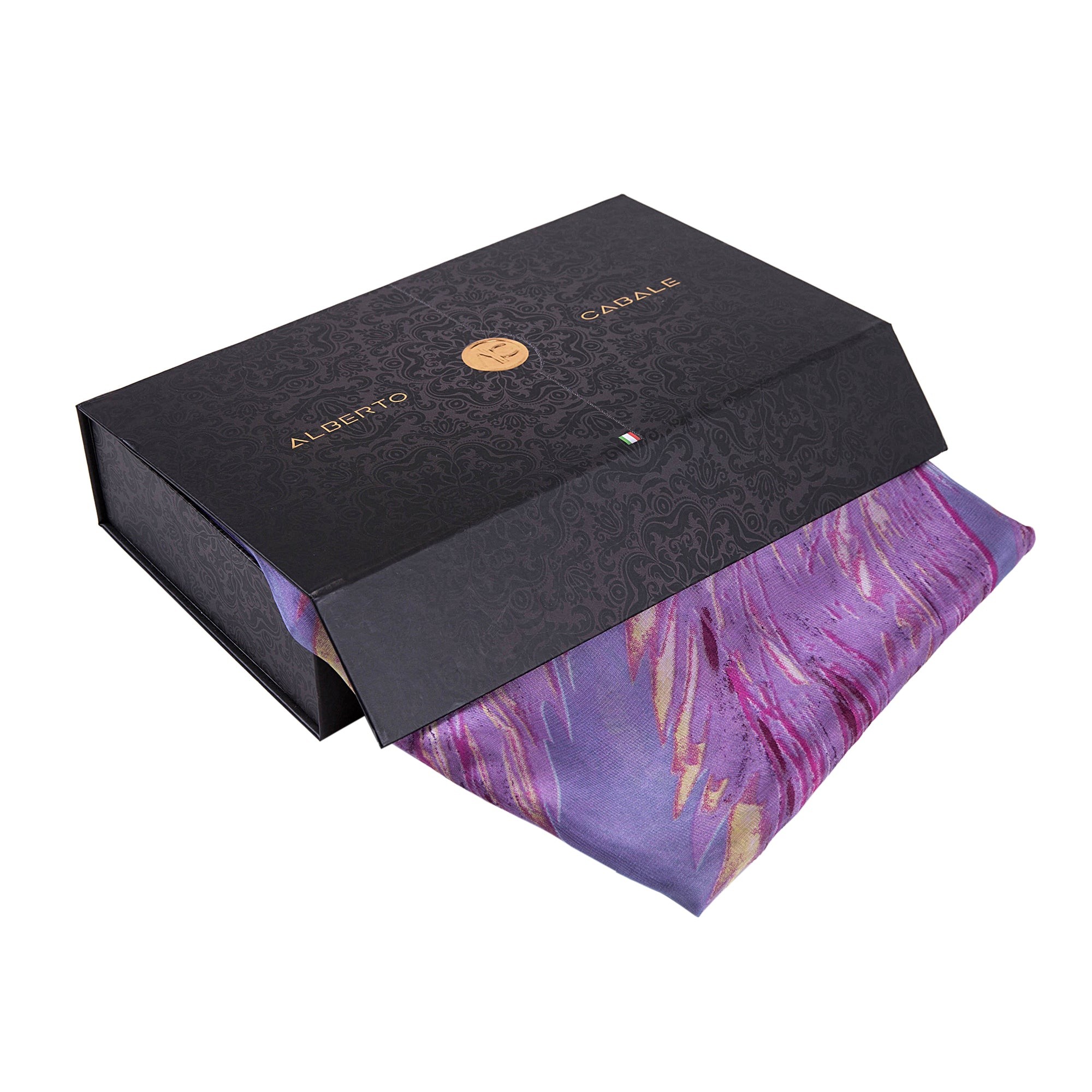Paréo de Soie Purple Flora 100% Soie 200x140cm