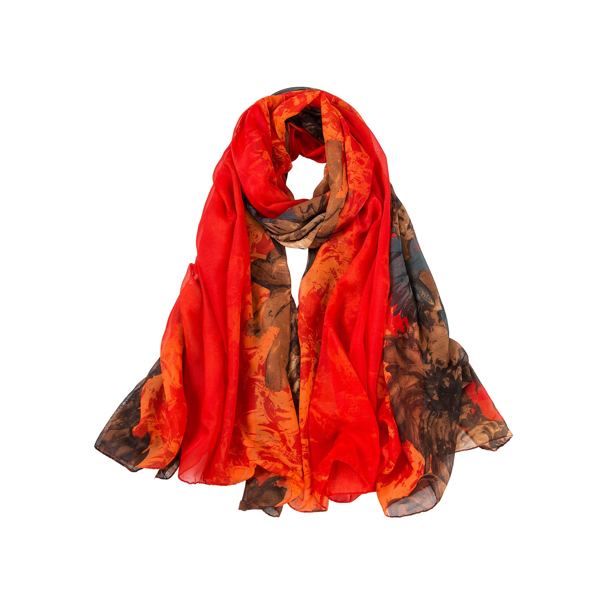 Paréo de Soie Red Flora 100% Soie 200x140cm