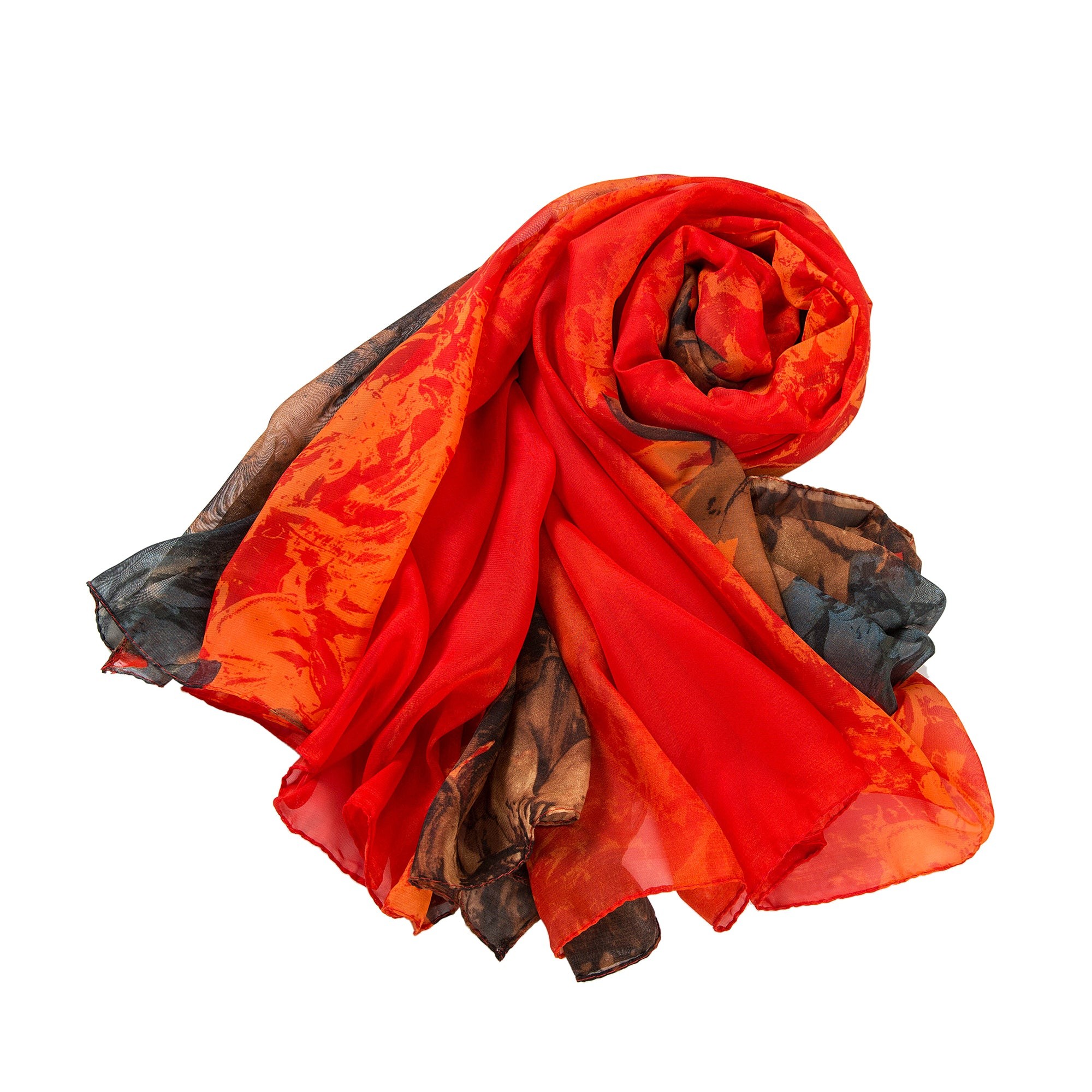 Paréo de Soie Red Flora 100% Soie 200x140cm