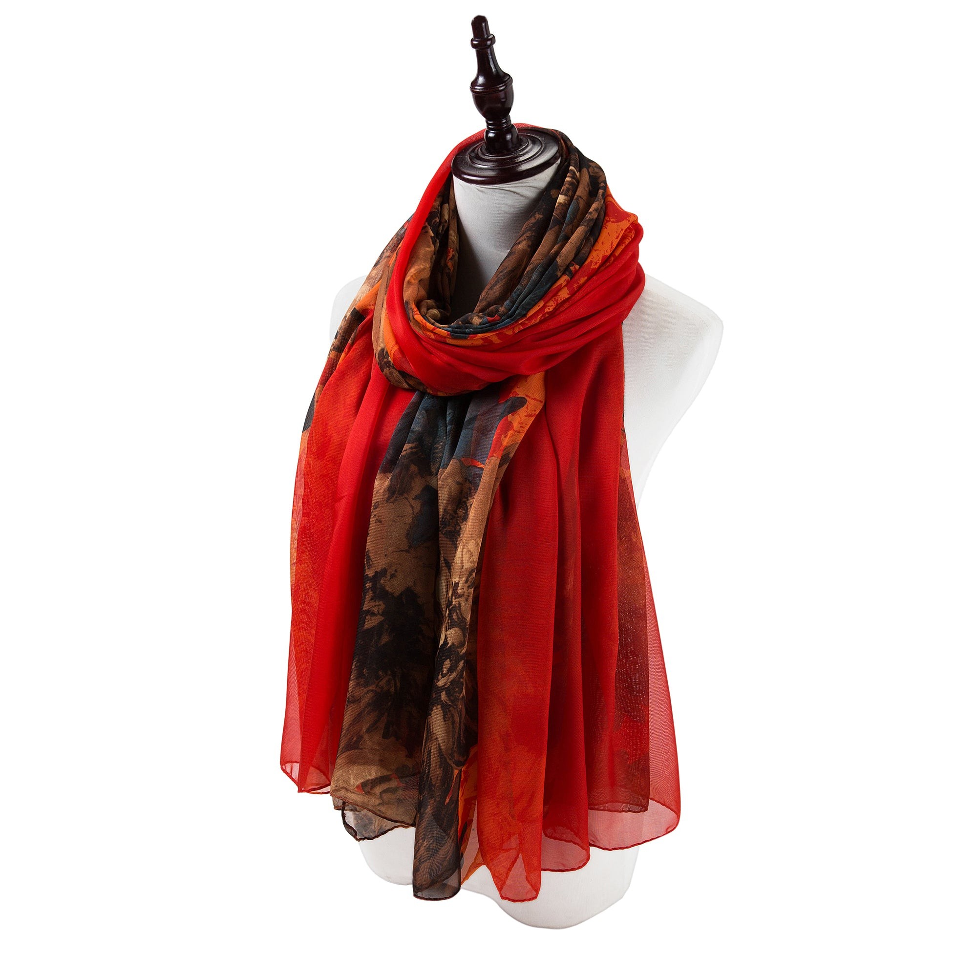 Paréo de Soie Red Flora 100% Soie 200x140cm