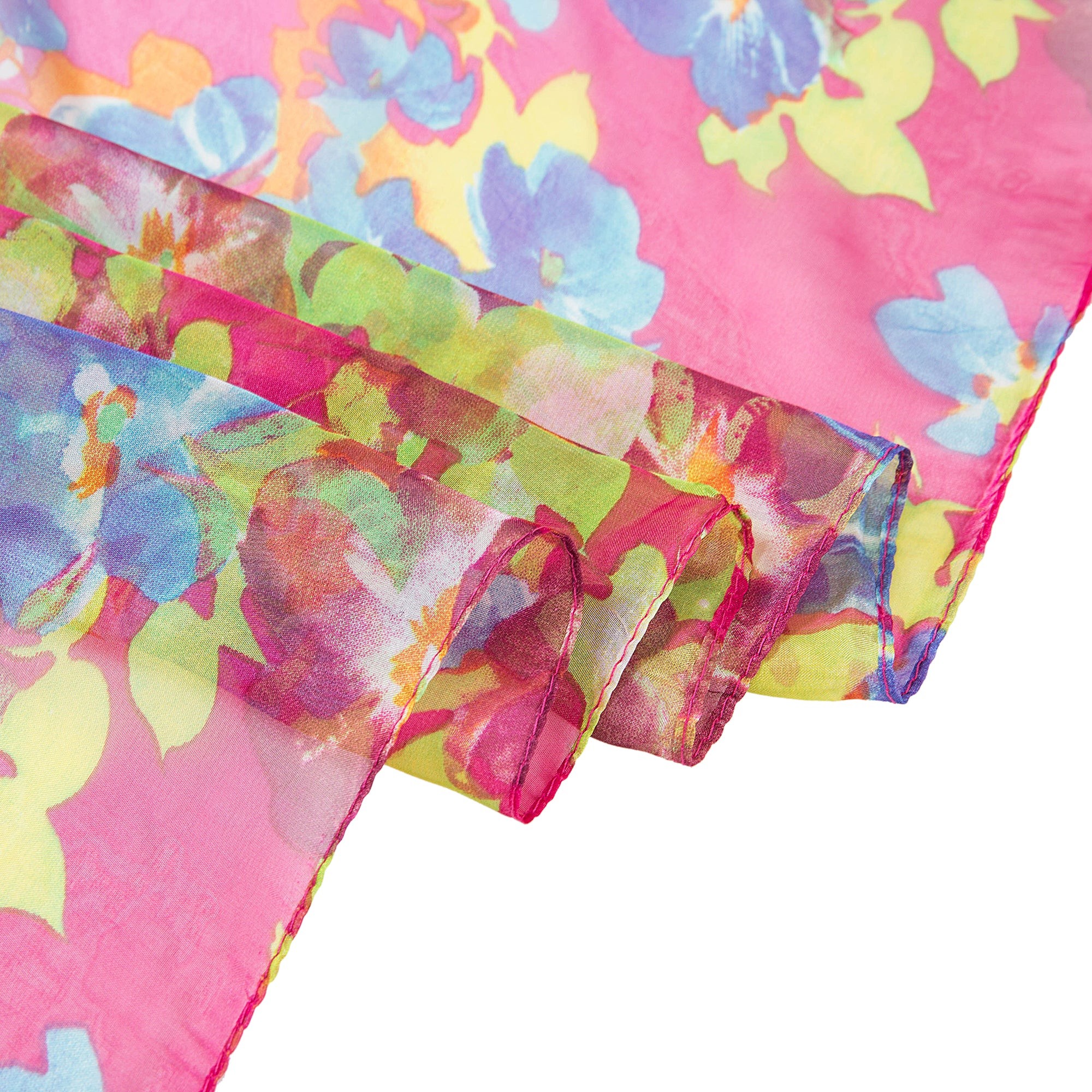 Paréo de Soie White Pink Flora 100% Soie 200x140cm