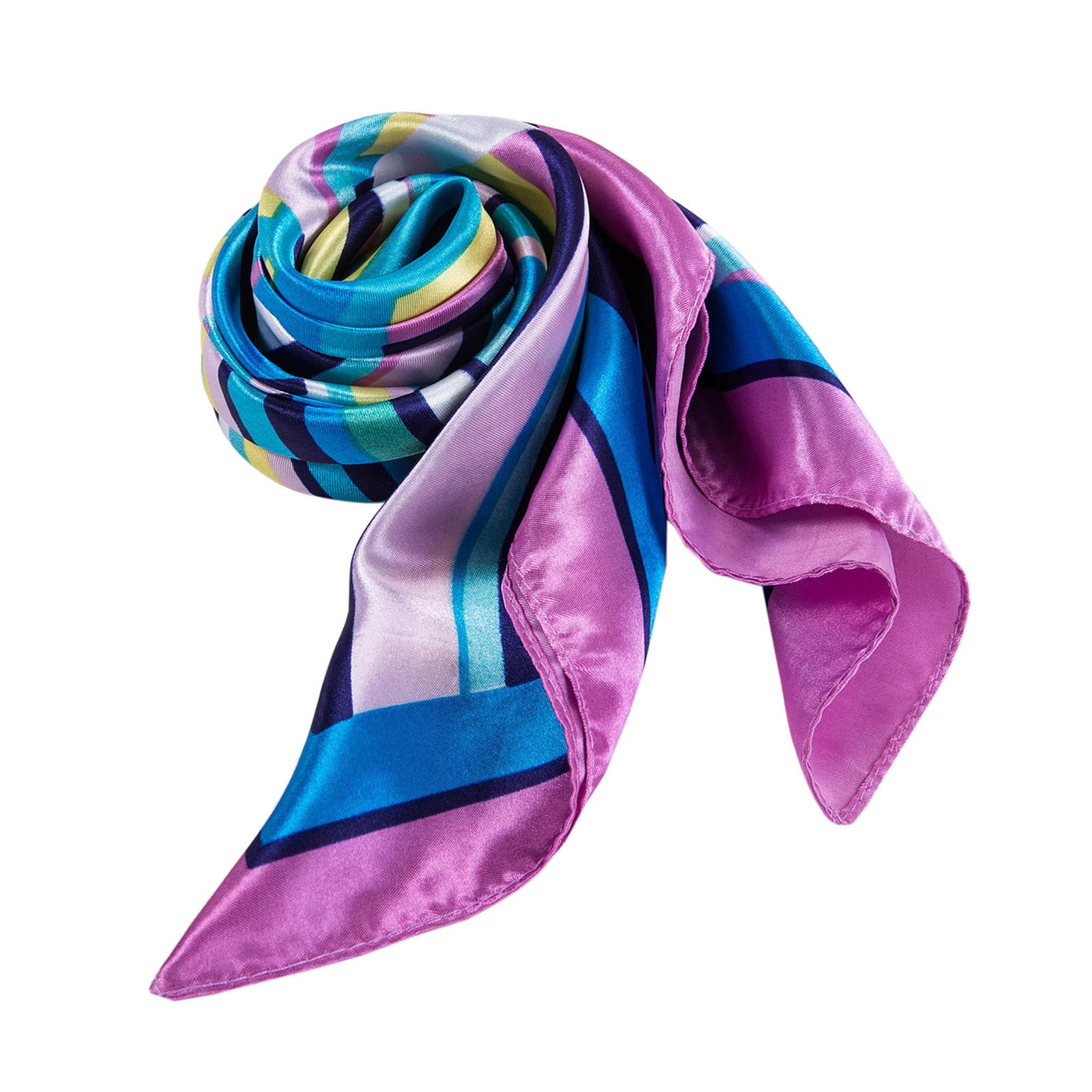 Petit carré de Soie Blue Navy Pink Cléo Bleu 100% Soie 60x60cm