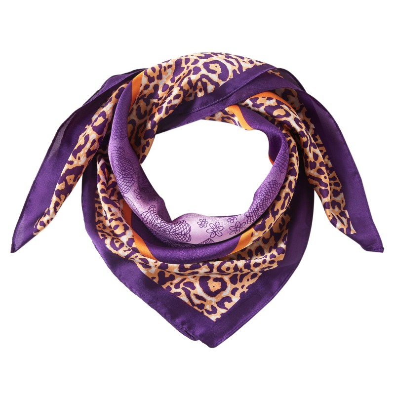 Petit carré de Soie Chetaah Cléo Violet 100% Soie 60x60cm
