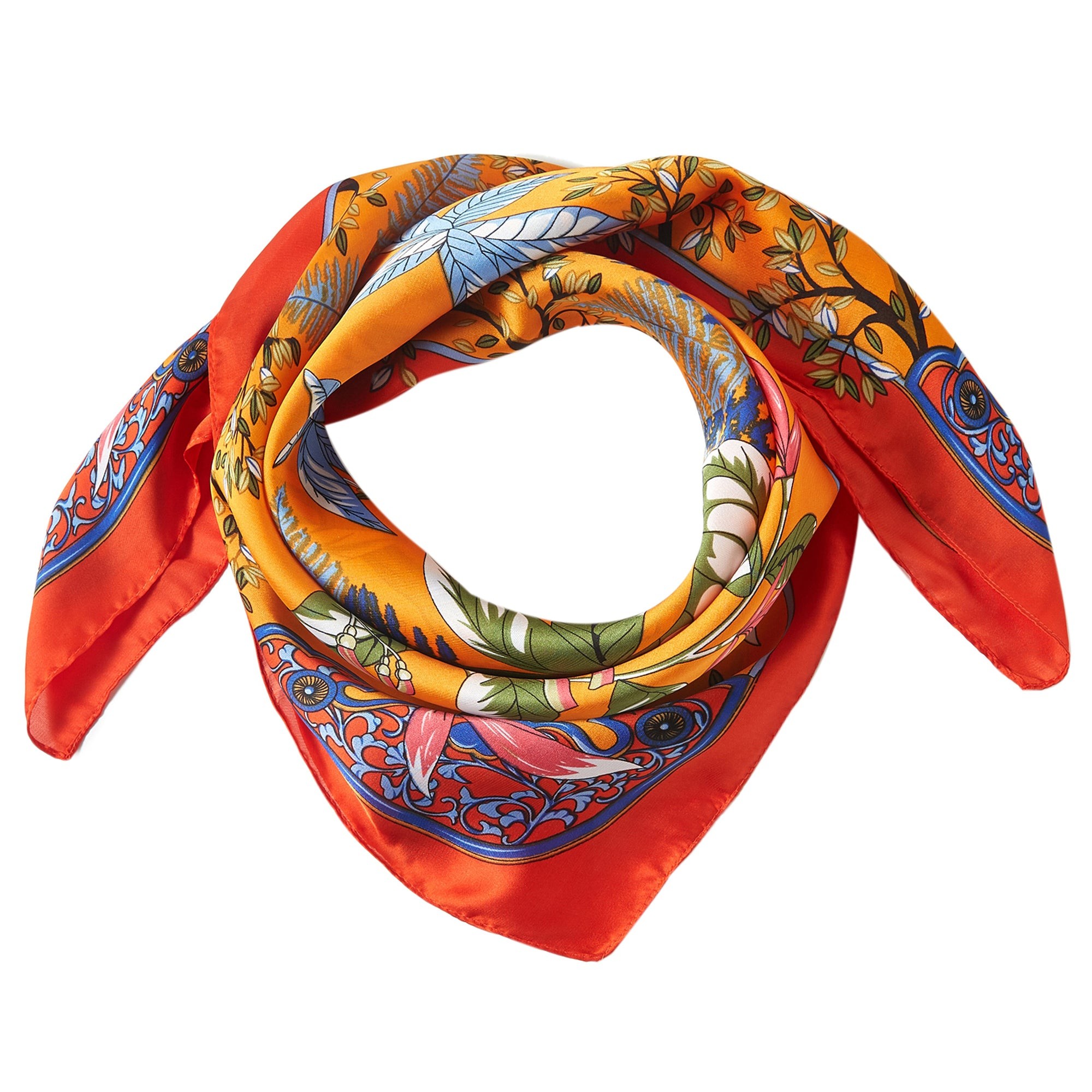 Petit carré de Soie Island Cléo Orange 100% Soie 70x70cm