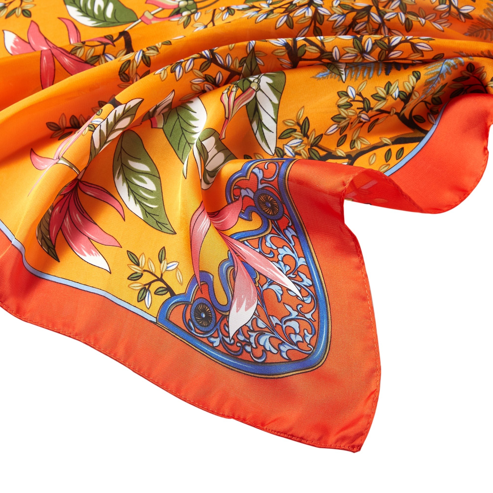 Petit carré de Soie Island Cléo Orange 100% Soie 70x70cm