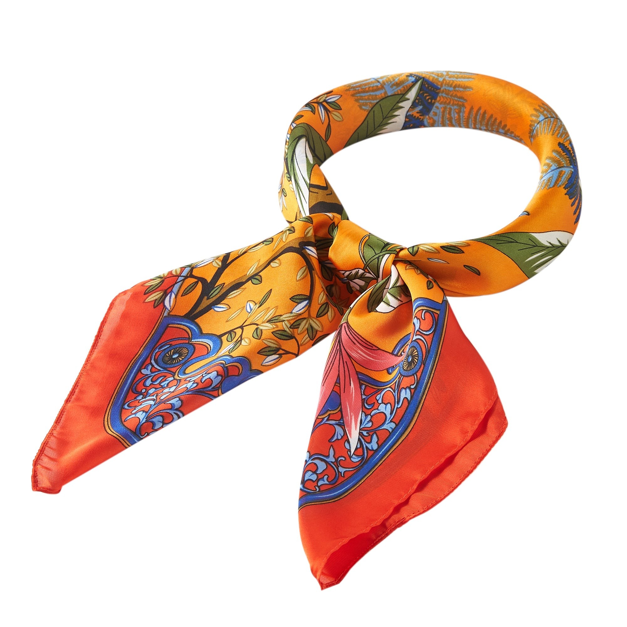 Petit carré de Soie Island Cléo Orange 100% Soie 70x70cm