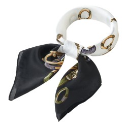 Petit carré de Soie Multirings Cléo Noir 100% Soie 70x70cm