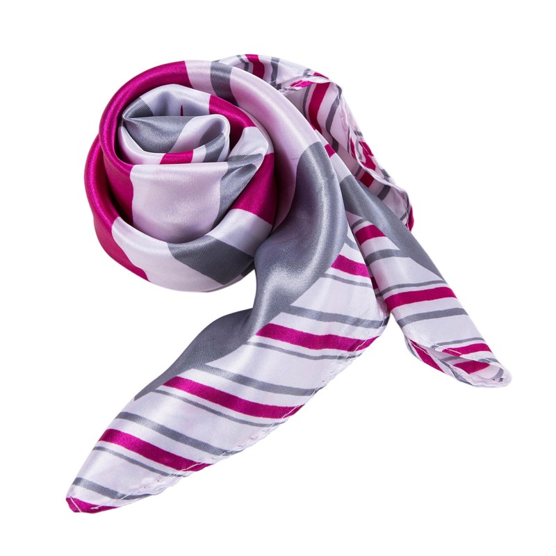 Petit carré de Soie Pink Grey Rose 100% Soie 60x60cm