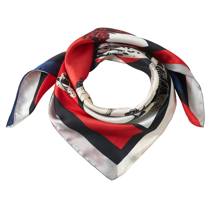 Petit carré de Soie Triumph Cléo Rouge 100% Soie 70x70cm