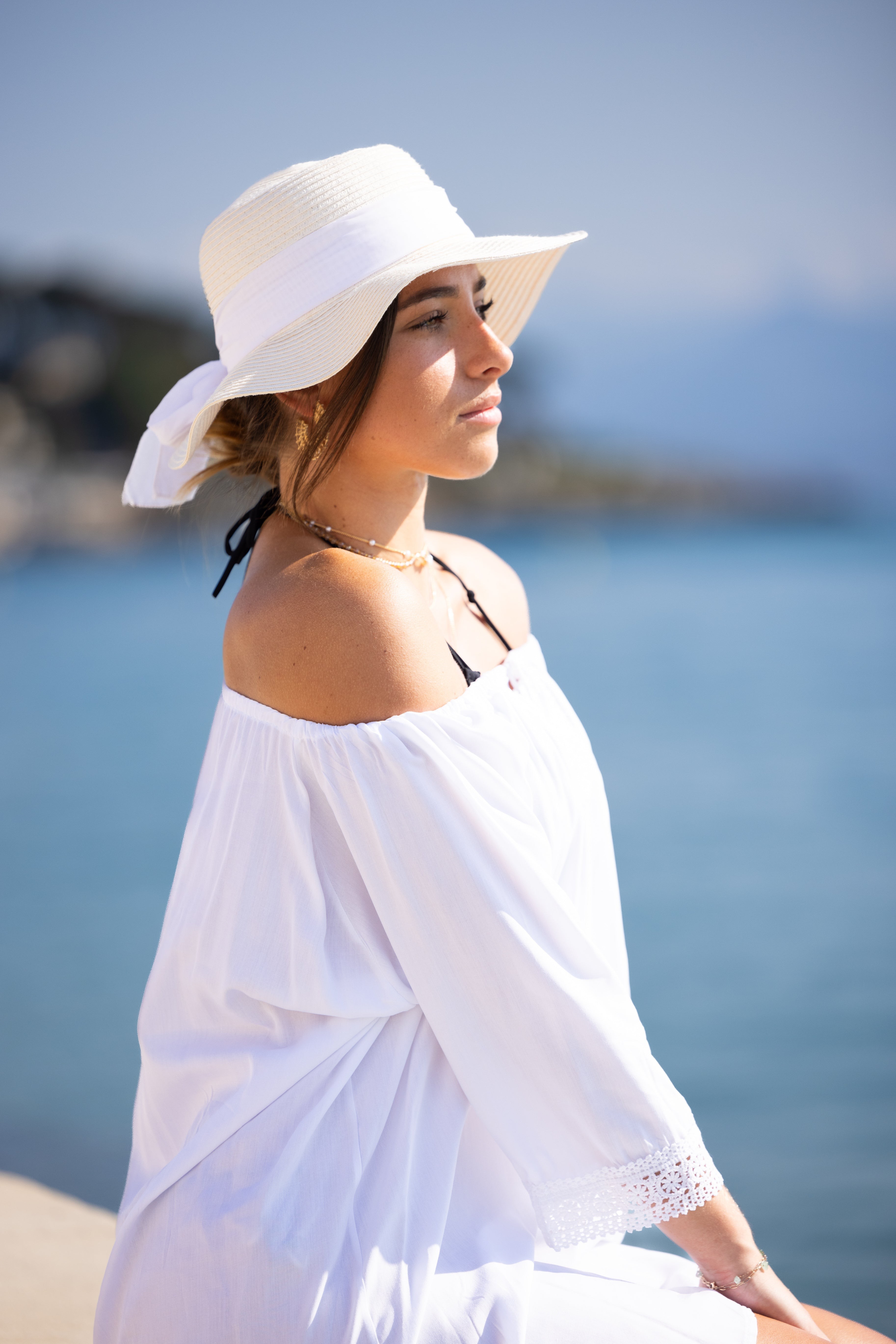 Tunique de Plage Cover Ines Blanc Coton bio Unique