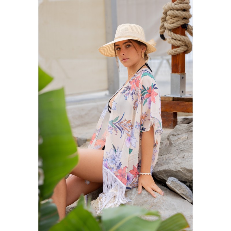 Tunique de Plage Cover Isa Jaune 100% Soie Unique